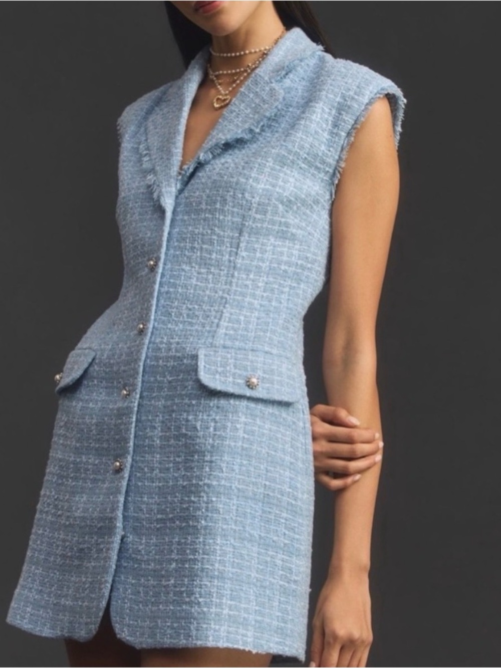 Anthropologie Maeve Powder Blue Tweed Dress